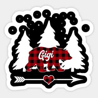 Gigi Bear Buffalo Red Plaid Matching Family Christmas Sticker